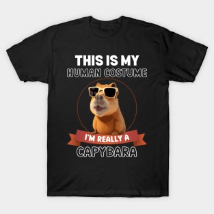 This is My Human Costume I'm Really a Capybara Funny Halloween T-Shirt